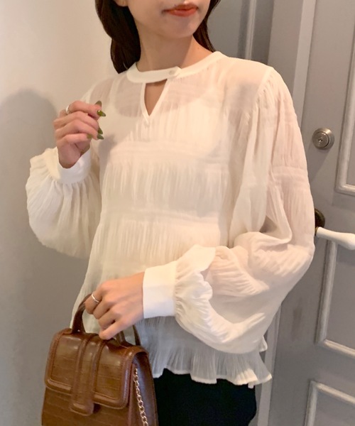 OLIVE des OLIVE（オリーブデオリーブ）の「シアブラウス（シャツ/ブラウス・レディース・ホワイト/オフホワイト/アイボリー・FREE）」の12枚目の写真