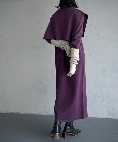 &g'aime（アンジェム）の「【&g’aime】ケープレイヤードニットワンピース/2piece（ワンピース・レディース・ブラック/パープル/グレイッシュベージュ/チャコール・FREE）」の16枚目の写真