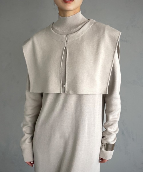 &g'aime（アンジェム）の「【&g’aime】ケープレイヤードニットワンピース/2piece（ワンピース・レディース・ブラック/パープル/グレイッシュベージュ/チャコール・FREE）」の21枚目の写真