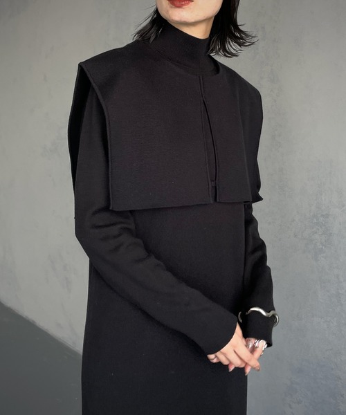 &g'aime（アンジェム）の「【&g’aime】ケープレイヤードニットワンピース/2piece（ワンピース・レディース・ブラック/パープル/グレイッシュベージュ/チャコール・FREE）」の6枚目の写真