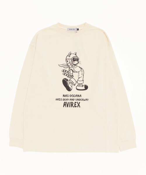 AVIREX（アヴィレックス）の「《直営店限定》TOMCAT CREWNECK L/S T-SHIRT/ トムキャットロングスリーブティーシャツ（Tシャツ/カットソー・レディース・ネイビー/ピンク系その他3/ホワイト系2・F）」の7枚目の写真