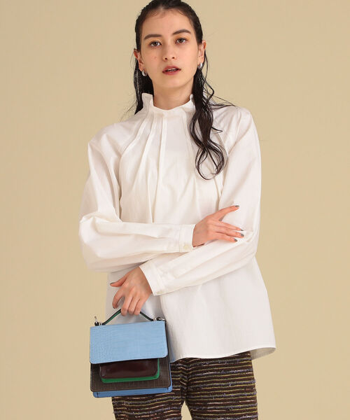 Ray BEAMS（レイビームス）の「Ray BEAMS / ピンタック ハイネック ブラウス（シャツ/ブラウス・レディース・ホワイト/ブラック・ONE SIZE）」の7枚目の写真