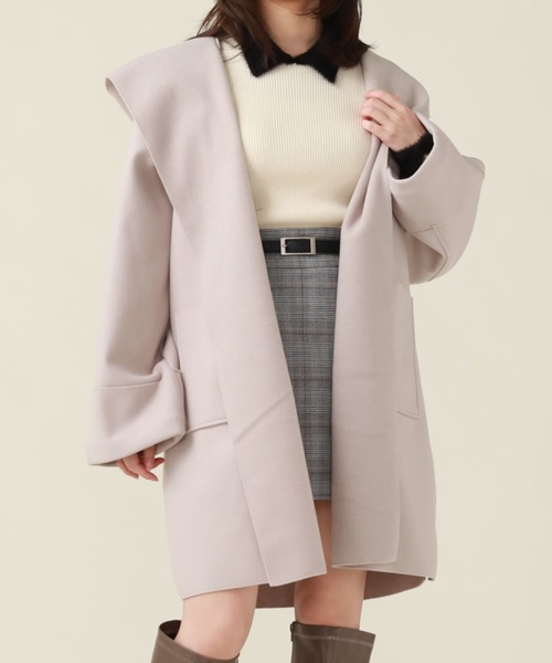 archives(アルシーヴ)の「ニードルパンチフードコート(その他アウター・レディース・ブラック/モカ/グレイッシュベージュ/ブルー・MEDIUM)」の3枚目の写真