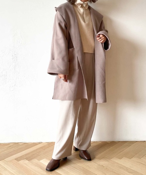 archives(アルシーヴ)の「ニードルパンチフードコート(その他アウター・レディース・ブラック/モカ/グレイッシュベージュ/ブルー・MEDIUM)」の14枚目の写真