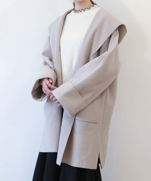 archives(アルシーヴ)の「ニードルパンチフードコート(その他アウター・レディース・ブラック/モカ/グレイッシュベージュ/ブルー・MEDIUM)」の15枚目の写真