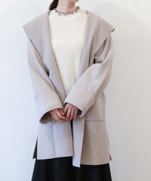 archives(アルシーヴ)の「ニードルパンチフードコート(その他アウター・レディース・ブラック/モカ/グレイッシュベージュ/ブルー・MEDIUM)」の21枚目の写真