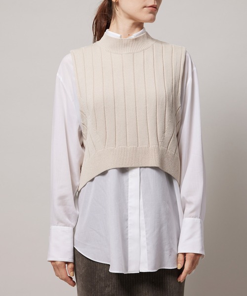 ROPE'（ロペ）の「バックスリットリブニットベスト（ベスト・レディース・ブラック/キナリ・38）」の7枚目の写真