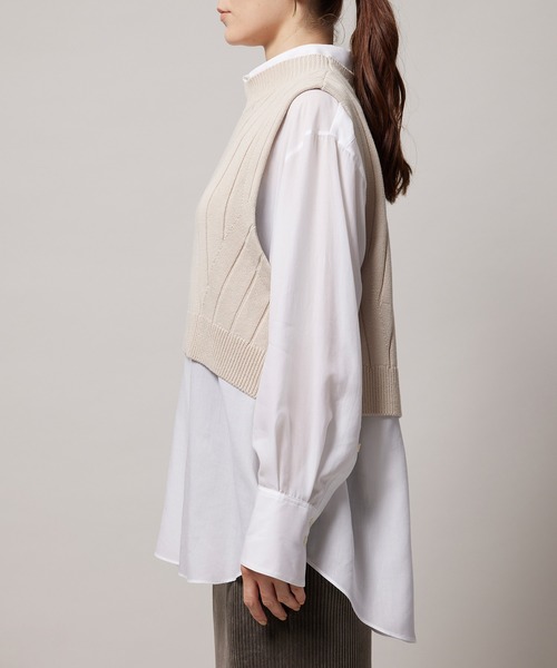 ROPE'（ロペ）の「バックスリットリブニットベスト（ベスト・レディース・ブラック/キナリ・38）」の16枚目の写真