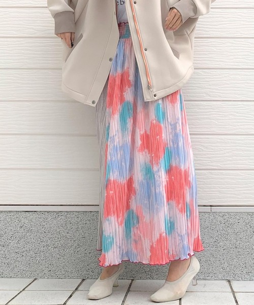 Q（キュー）の「ニュアンスカラーマイクロプリーツスカート（スカート・レディース・ピンク系その他/カーキ系・MEDIUM）」の2枚目の写真