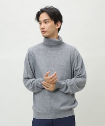 カシミヤ100% 無地 タートルネック 長袖 セーター