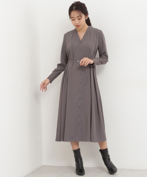 NATURAL BEAUTY BASIC(ナチュラルビューティーベーシック)の「ドレープフレアワンピース(ワンピース・レディース・オレンジ/ネイビー/チャコールグレー・MEDIUM/SMALL)」の8枚目の写真