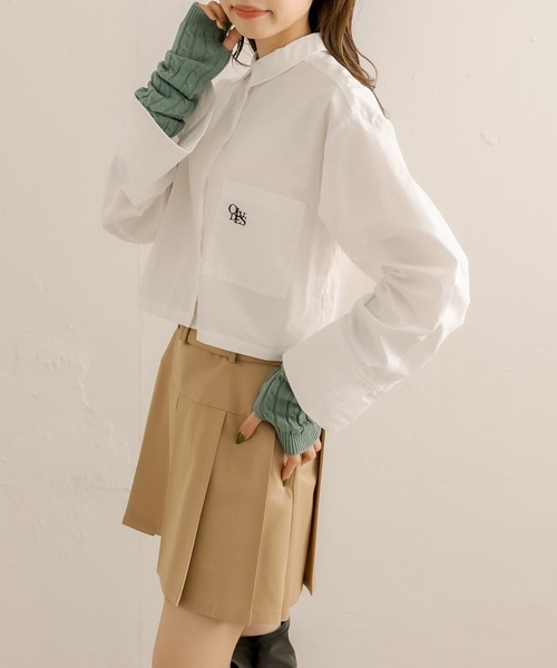 OLIVE des OLIVE（オリーブデオリーブ）の「クロップド丈シャツ（シャツ/ブラウス・レディース・オフホワイト/サックスブルー・FREE）」の7枚目の写真