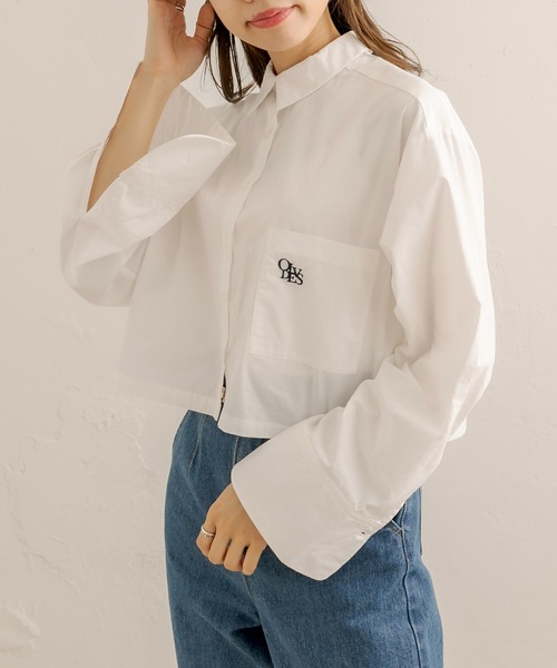 OLIVE des OLIVE（オリーブデオリーブ）の「クロップド丈シャツ（シャツ/ブラウス・レディース・オフホワイト/サックスブルー・FREE）」の10枚目の写真