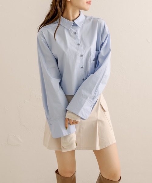 OLIVE des OLIVE（オリーブデオリーブ）の「クロップド丈シャツ（シャツ/ブラウス・レディース・オフホワイト/サックスブルー・FREE）」の14枚目の写真