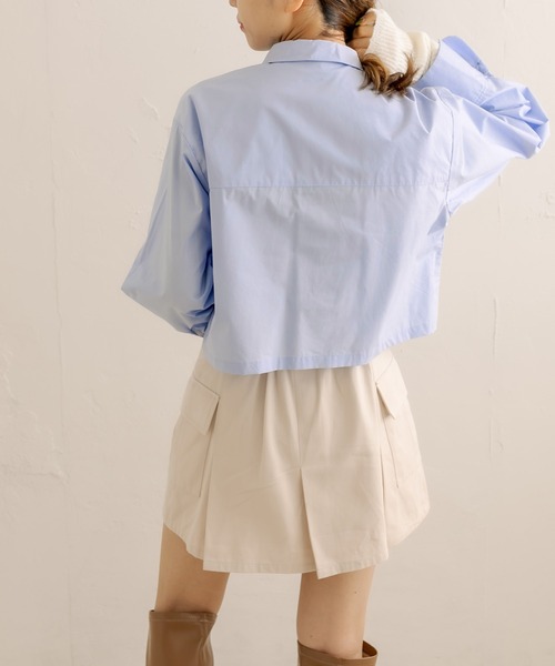 OLIVE des OLIVE（オリーブデオリーブ）の「クロップド丈シャツ（シャツ/ブラウス・レディース・オフホワイト/サックスブルー・FREE）」の16枚目の写真