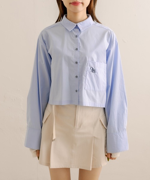 OLIVE des OLIVE（オリーブデオリーブ）の「クロップド丈シャツ（シャツ/ブラウス・レディース・オフホワイト/サックスブルー・FREE）」の17枚目の写真