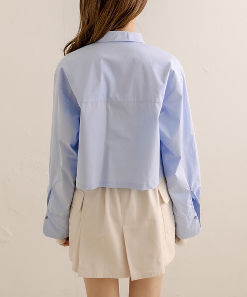OLIVE des OLIVE（オリーブデオリーブ）の「クロップド丈シャツ（シャツ/ブラウス・レディース・オフホワイト/サックスブルー・FREE）」の19枚目の写真