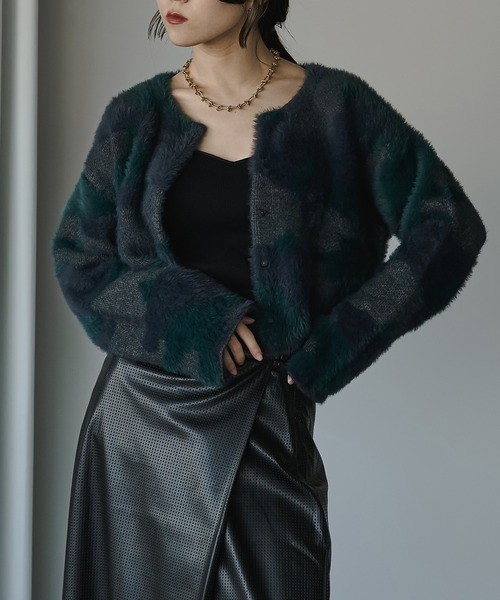 Ezick（エジック）の「MEOWシャギーショートカーディガン（カーディガン/ボレロ・レディース・グレイッシュベージュ/ブルー/ダークグリーン・FREE）」の17枚目の写真