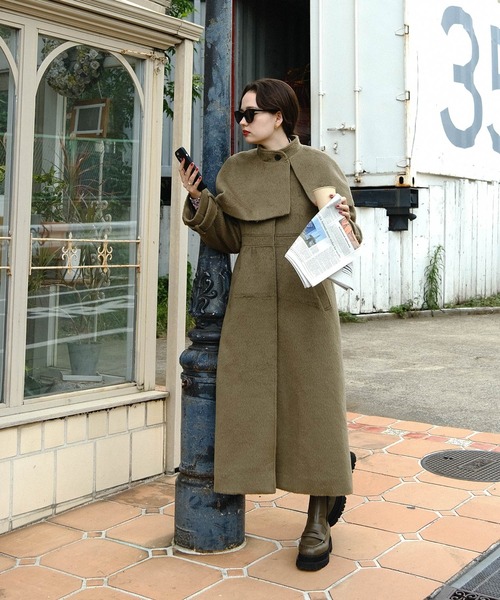 TINA：JOJUN（ティーナジョジュン）の「フレンチ ケープコート TINA：JOJUN（その他アウター・レディース・ブラック/カーキ・M）」の16枚目の写真