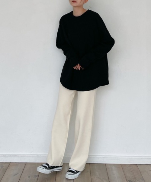 Vicente(ヴィセンテ)の「Flare knit pants(その他パンツ・レディース・ブラック/ライトベージュ/ホワイト・FREE)」の11枚目の写真