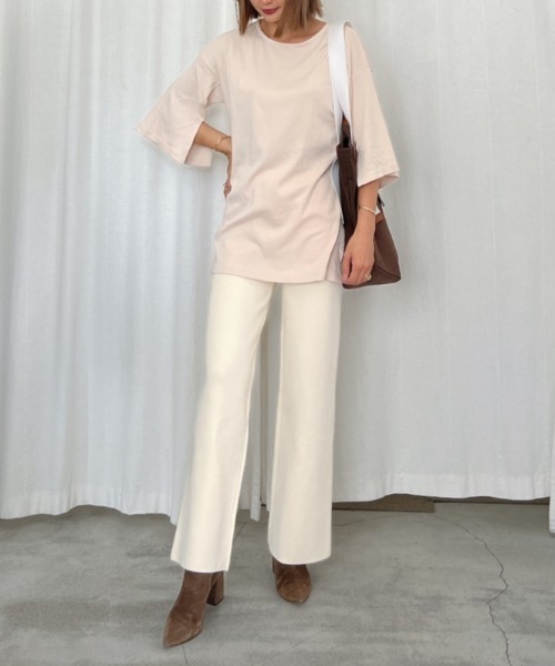 Vicente(ヴィセンテ)の「Flare knit pants(その他パンツ・レディース・ブラック/ライトベージュ/ホワイト・FREE)」の12枚目の写真