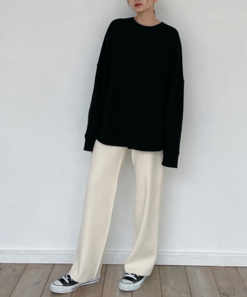 Vicente(ヴィセンテ)の「Flare knit pants(その他パンツ・レディース・ブラック/ライトベージュ/ホワイト・FREE)」の8枚目の写真