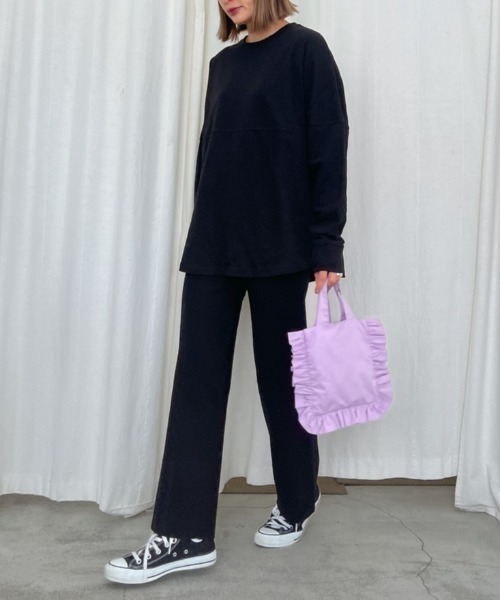 Vicente(ヴィセンテ)の「Flare knit pants(その他パンツ・レディース・ブラック/ライトベージュ/ホワイト・FREE)」の6枚目の写真