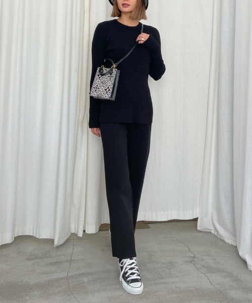 Vicente(ヴィセンテ)の「Flare knit pants(その他パンツ・レディース・ブラック/ライトベージュ/ホワイト・FREE)」の16枚目の写真