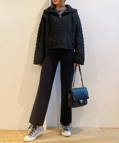Vicente(ヴィセンテ)の「Flare knit pants(その他パンツ・レディース・ブラック/ライトベージュ/ホワイト・FREE)」の14枚目の写真