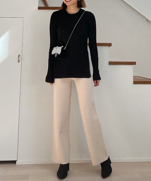 Vicente(ヴィセンテ)の「Flare knit pants(その他パンツ・レディース・ブラック/ライトベージュ/ホワイト・FREE)」の22枚目の写真