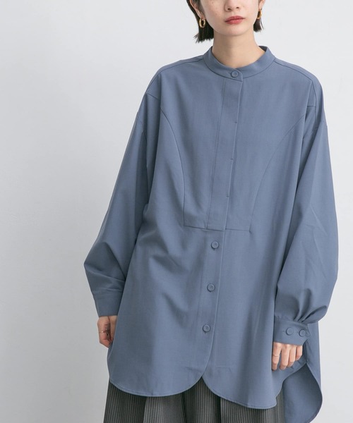 KBF(ケイビーエフ)の「エクストララージシャツ(シャツ/ブラウス・レディース・ブルー/ホワイト/チャコールグレー・ONE)」の1枚目の写真