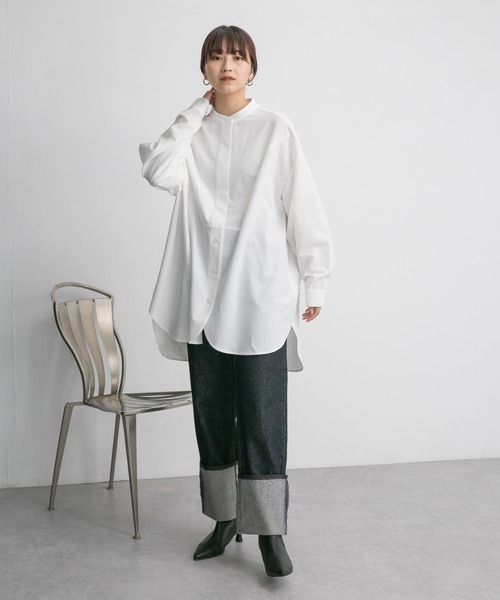 KBF(ケイビーエフ)の「エクストララージシャツ(シャツ/ブラウス・レディース・ブルー/ホワイト/チャコールグレー・ONE)」の8枚目の写真