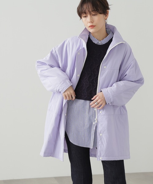 N.(N. Natural Beauty Basic)(エヌエヌナチュラルビューティーベーシック)の「◆モンスターナイロンミディコート(ブルゾン・レディース・オフホワイト/ライラック・MEDIUM)」の2枚目の写真