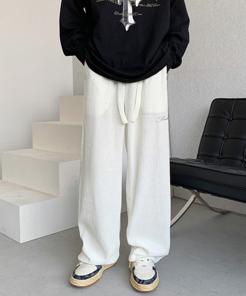 FVLMEN(フルメン)の「【FVLMEN】onepoint embroidery relax Pants/ワンポイント 刺繍 リラックス パンツ(その他パンツ・メンズ・アイボリー/ブラウン/ブラック・MEDIUM/LARGE/X-LARGE)」の6枚目の写真