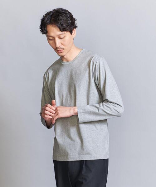 BEAUTY&YOUTH UNITED ARROWS（ビューティーアンドユースユナイテッドアローズ）の「ハイゲージ コットン クルーネック ロングスリーブ カットソー（Tシャツ/カットソー・メンズ・ホワイト/グレー/オリーブ/ネイビー・L/S/M/XL）」の12枚目の写真