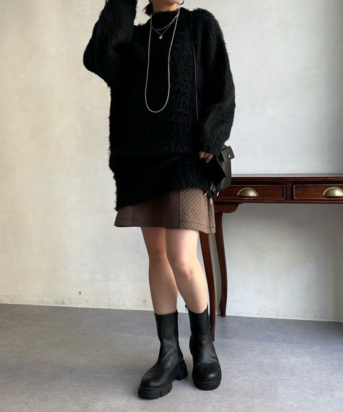 DouDou（ドゥドゥ）の「シャギーニットチュニックワンピース（ワンピース・レディース・ブラック/アイボリー/ベージュ・FREE）」の5枚目の写真