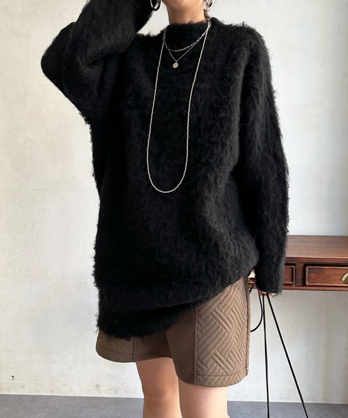 DouDou（ドゥドゥ）の「シャギーニットチュニックワンピース（ワンピース・レディース・ブラック/アイボリー/ベージュ・FREE）」の10枚目の写真