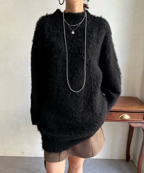 DouDou（ドゥドゥ）の「シャギーニットチュニックワンピース（ワンピース・レディース・ブラック/アイボリー/ベージュ・FREE）」の11枚目の写真