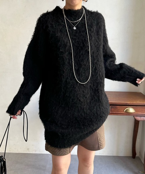 DouDou（ドゥドゥ）の「シャギーニットチュニックワンピース（ワンピース・レディース・ブラック/アイボリー/ベージュ・FREE）」の12枚目の写真