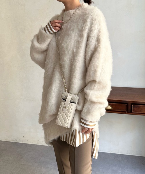 DouDou（ドゥドゥ）の「シャギーニットチュニックワンピース（ワンピース・レディース・ブラック/アイボリー/ベージュ・FREE）」の19枚目の写真