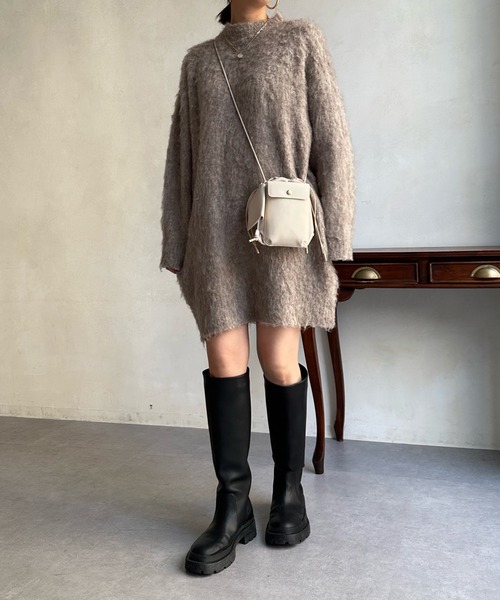 DouDou（ドゥドゥ）の「シャギーニットチュニックワンピース（ワンピース・レディース・ブラック/アイボリー/ベージュ・FREE）」の22枚目の写真