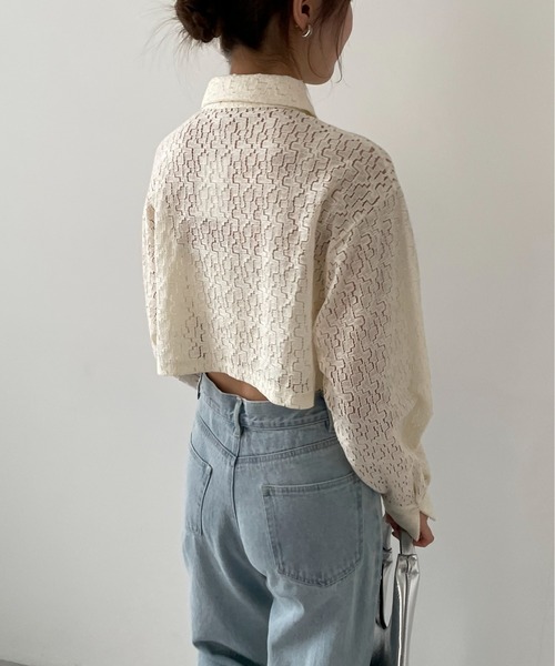 EPIMI E'PIMMY（エピミエピミー）の「キカガクレースショートシャツ（シャツ/ブラウス・レディース・アイボリー/ブラック/オフホワイト・MEDIUM）」の5枚目の写真