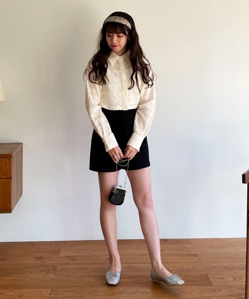 EPIMI E'PIMMY（エピミエピミー）の「キカガクレースショートシャツ（シャツ/ブラウス・レディース・アイボリー/ブラック/オフホワイト・MEDIUM）」の9枚目の写真