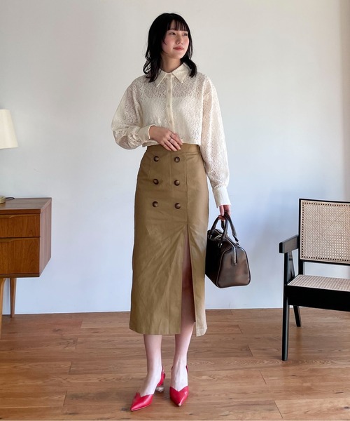 EPIMI E'PIMMY（エピミエピミー）の「キカガクレースショートシャツ（シャツ/ブラウス・レディース・アイボリー/ブラック/オフホワイト・MEDIUM）」の10枚目の写真