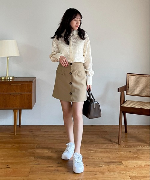 EPIMI E'PIMMY（エピミエピミー）の「キカガクレースショートシャツ（シャツ/ブラウス・レディース・アイボリー/ブラック/オフホワイト・MEDIUM）」の12枚目の写真