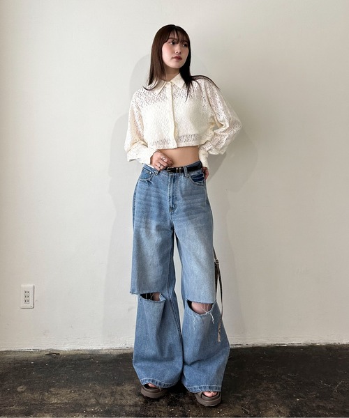 EPIMI E'PIMMY（エピミエピミー）の「キカガクレースショートシャツ（シャツ/ブラウス・レディース・アイボリー/ブラック/オフホワイト・MEDIUM）」の19枚目の写真