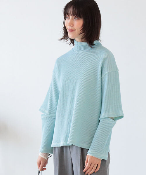 Ray BEAMS（レイビームス）の「Ray BEAMS / エルボー オープン ハイネック トップス（Tシャツ/カットソー・レディース・ホワイト系その他6/ライトブルー・ONE SIZE）」の6枚目の写真