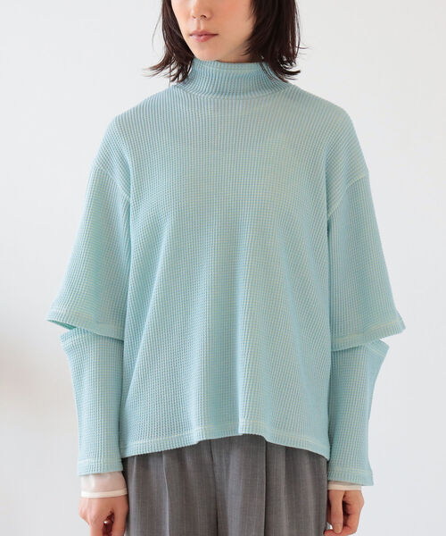 Ray BEAMS（レイビームス）の「Ray BEAMS / エルボー オープン ハイネック トップス（Tシャツ/カットソー・レディース・ホワイト系その他6/ライトブルー・ONE SIZE）」の9枚目の写真