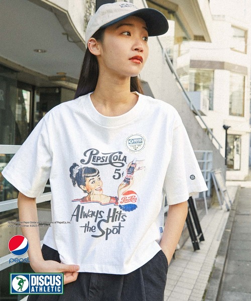 DISCUS ATHLETIC×PEPSI】コラボ ヴィンテージライク ロゴ刺繍/かすれ