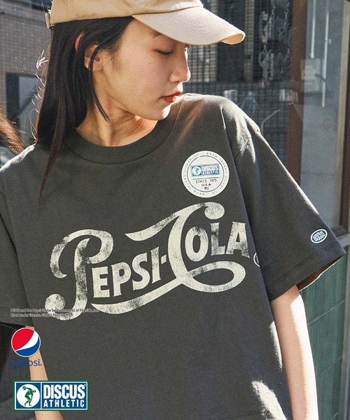 DISCUS ATHLETIC×PEPSI】コラボ ヴィンテージライク ロゴ刺繍/かすれ
